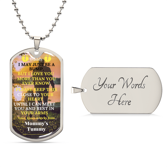 Gift From Bump, Dad to Be Gift, Expectant Father, Pregnancy Gift, From the Bump, Pregnancy Announcement to Husband Boyfriend - Army Tag Necklace, Dog Tag Necklace