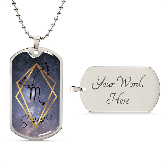 Scorpio Galaxy Personalized Dog Tag Necklace - Army Tag Necklace, Dog Tag Necklace