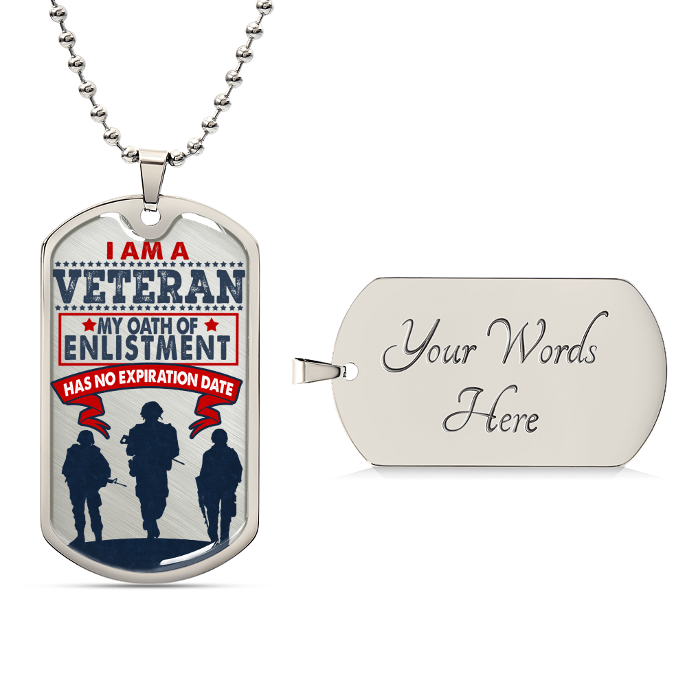 I Am A Veteran - Personalized Dog Tags , Love Freedom, Proud Female Veteran Dog Tag - Army Tag Necklace, Dog Tag Necklace
