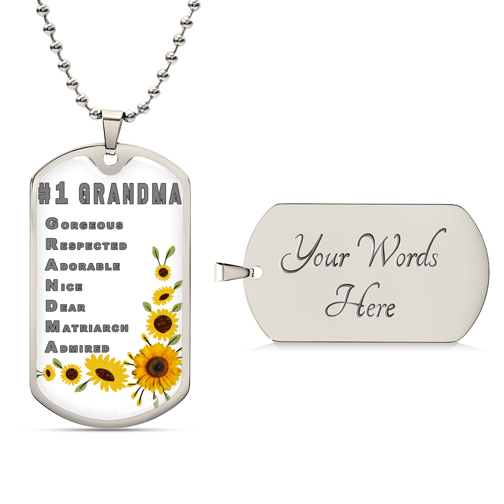 #1 Grandma Personalized Dogtag Necklace White Mothers Day Gift - Army Tag Necklace, Dog Tag Necklace