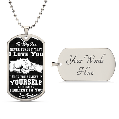 To My Son - Never Forget - Dog Tag - Army Tag Necklace, Dog Tag Necklace