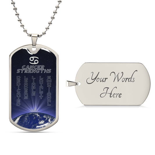 Cancer Ball Chain Dog Tag Necklace - Army Tag Necklace, Dog Tag Necklace