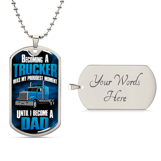 Rucker Dad Gifts Necklace, Drive Safe, Truckers Necklace, Drivers Gift, My Heart Belongs To A Trucker Necklace - Army Tag Necklace, Dog Tag Necklace