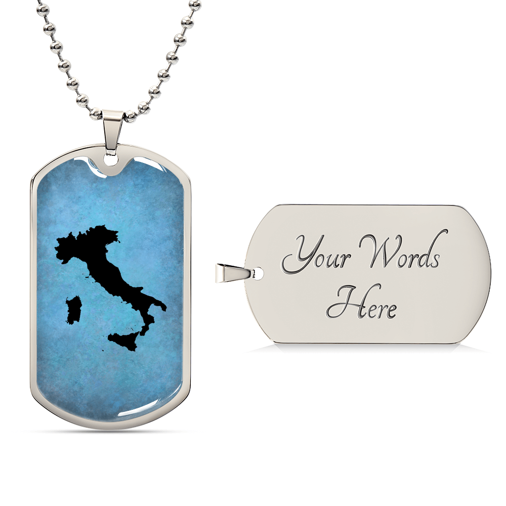 Italy Dog Tag Necklace - Army Tag Necklace, Dog Tag Necklace
