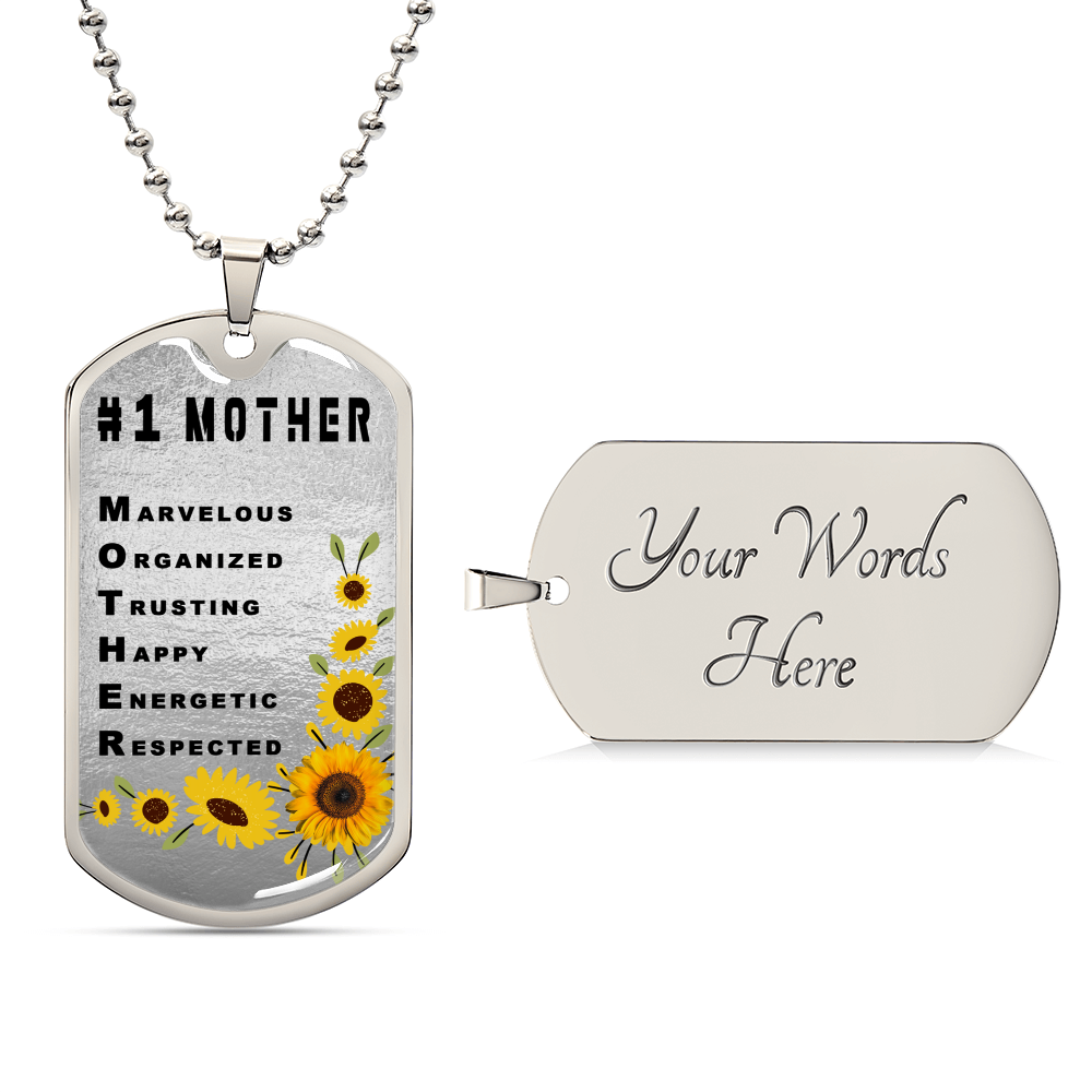 #1 Mother Personalized Dogtag Necklace Silver Mothers Day Gift - Army Tag Necklace, Dog Tag Necklace