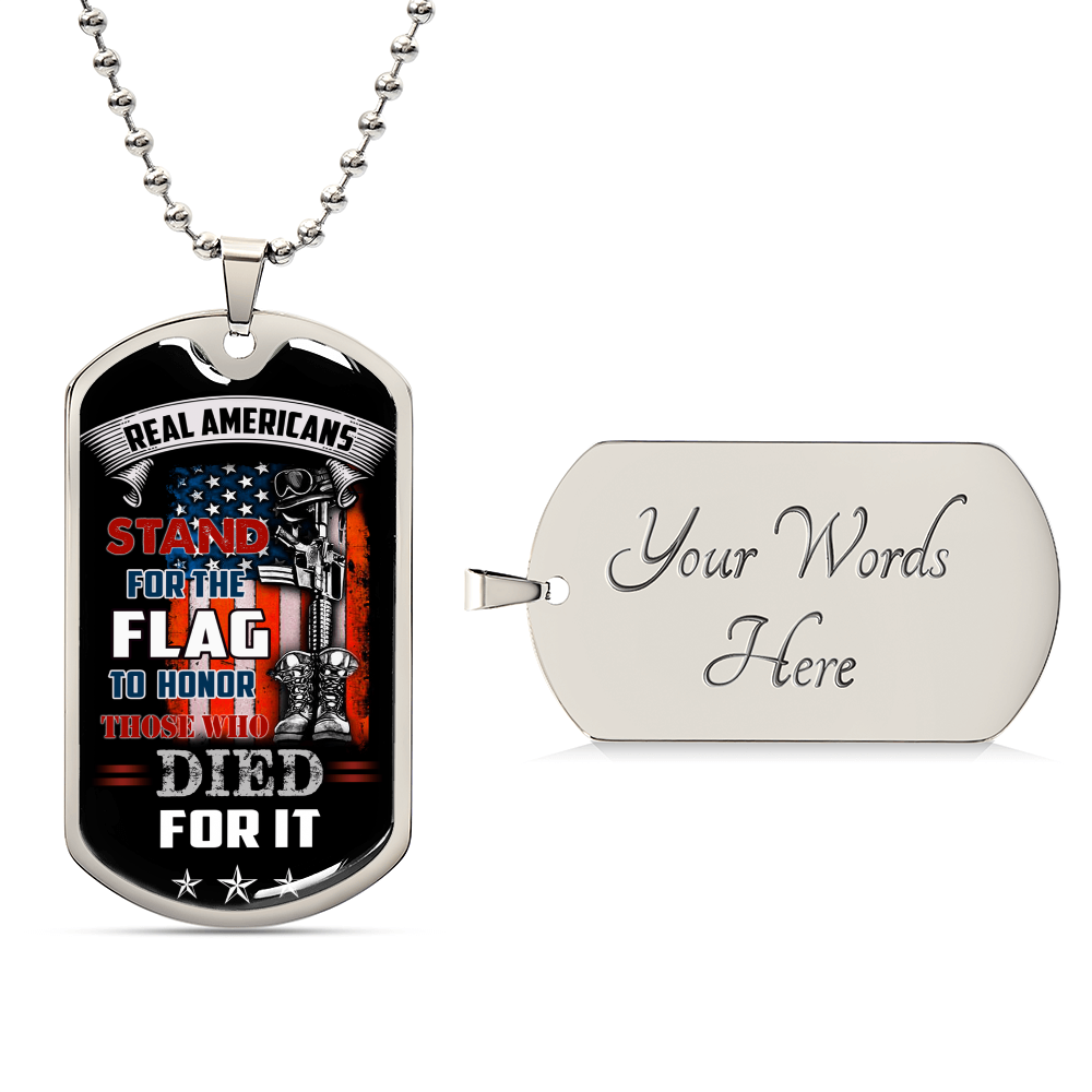 Real Americans Stand For The Flag - Luxury Military Necklace - Army Tag Necklace, Dog Tag Necklace