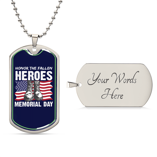 Honor The Fallen Heroes, Memorial Day, American Flag Military May 25Th Gift, Military Daughter Freedom Memorial Day, July 4Th - Army Tag Necklace, Dog Tag Necklace