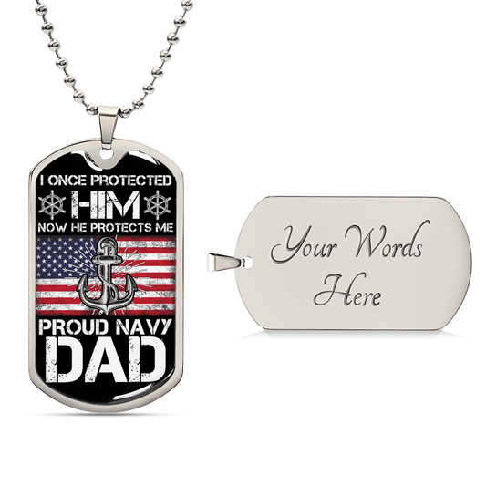Proud Navy Dad , Navy Dad Gift, Proud Navy Dad Dog Tag, Fathers Day Gift For Navy Dad, Dog Tag Gift For Proud Navy Dad - Army Tag Necklace, Dog Tag Necklace