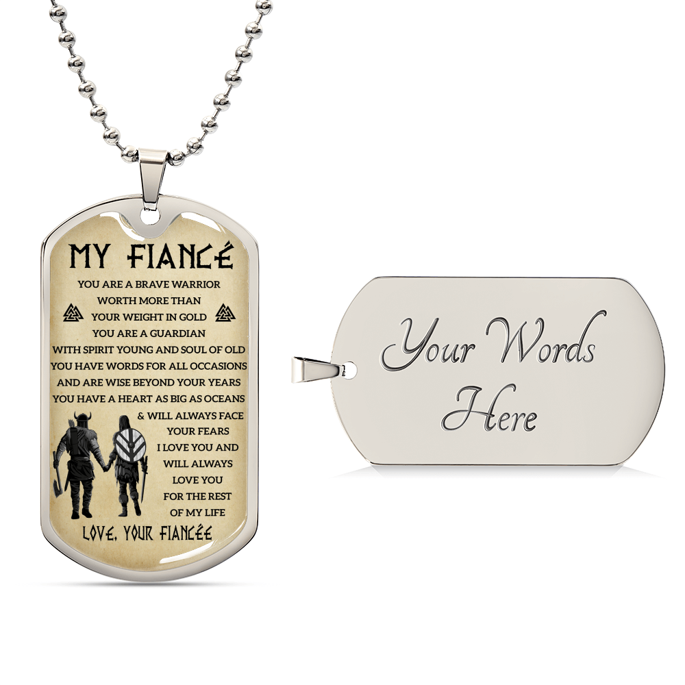 Viking Dogtag For Your Fiancé - Army Tag Necklace, Dog Tag Necklace