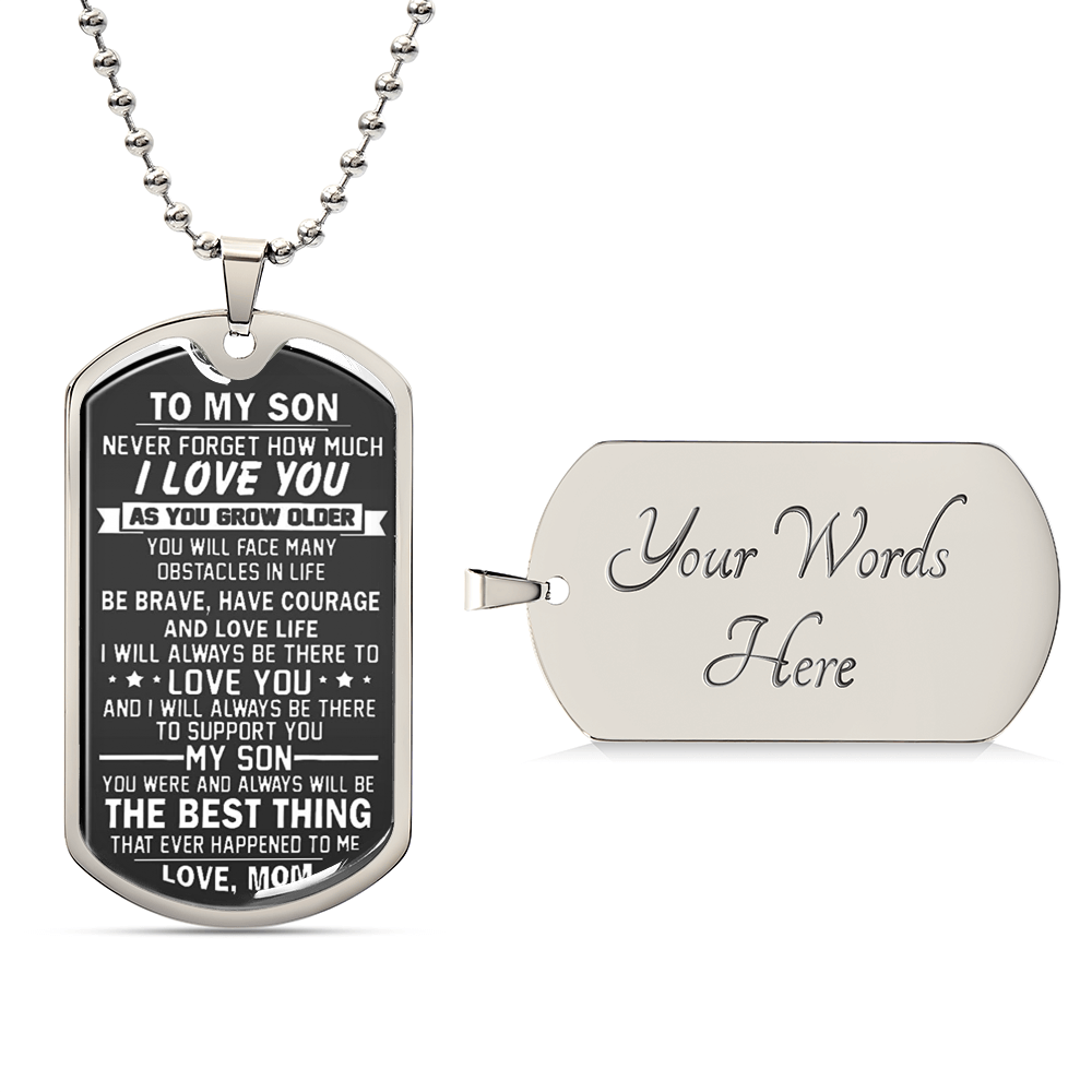 Mom To Son Necklace, To My Son Dog Tag Pendant, Mother To Son Gifts, Son Gift From Mom, Inspirational Son Necklace - Army Tag Necklace, Dog Tag Necklace