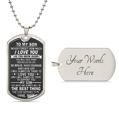 Mom To Son Necklace, To My Son Dog Tag Pendant, Mother To Son Gifts, Son Gift From Mom, Inspirational Son Necklace - Army Tag Necklace, Dog Tag Necklace