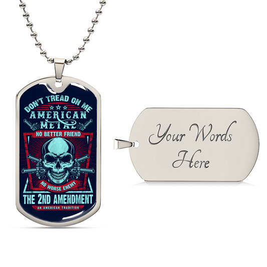 Don't Tread On Me Dog Tag With Military Ball Chain And Optional Engraving - Army Tag Necklace, Dog Tag Necklace