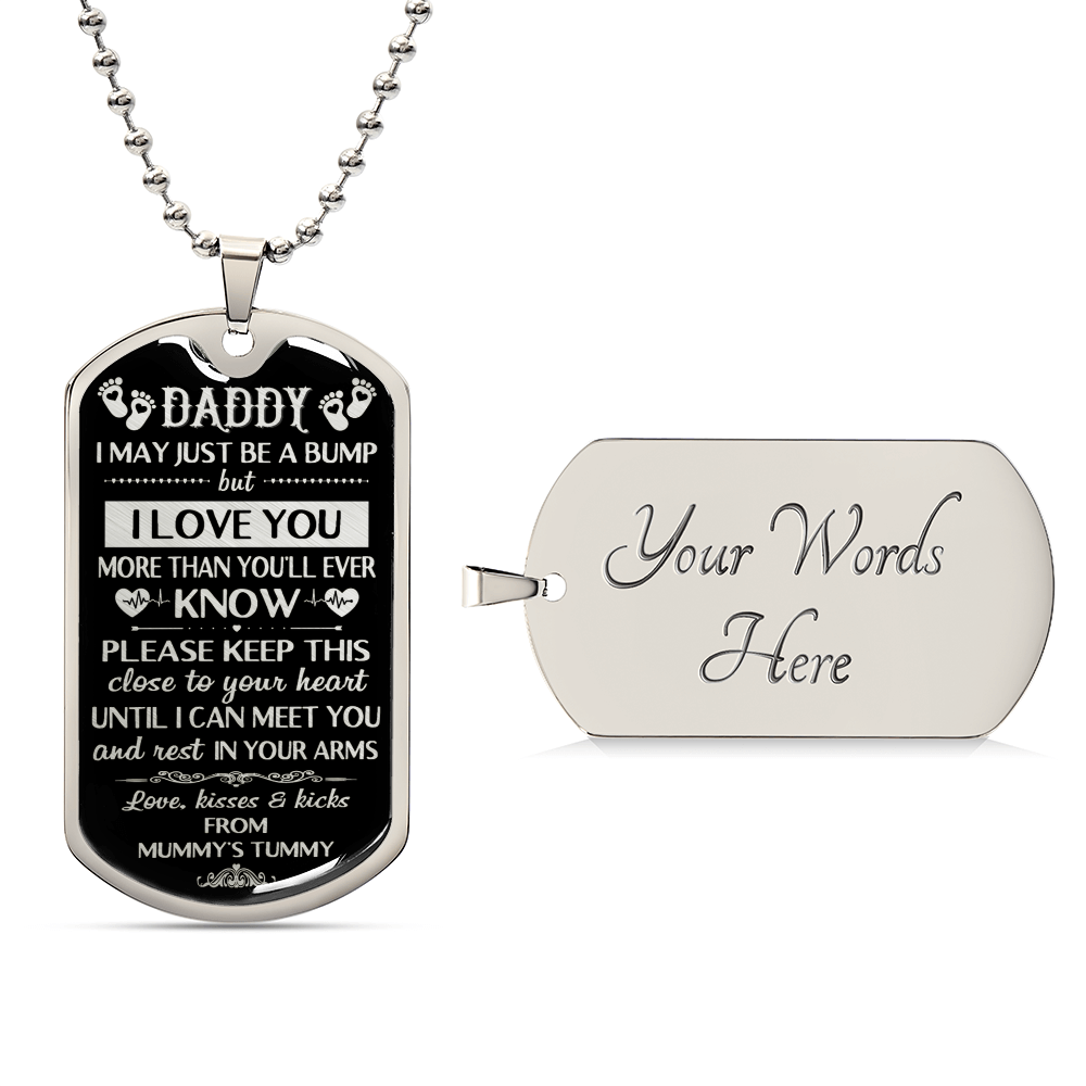 Daddy's Gift From Mommy's Tummy - Father's Day Gift - Daddy Gift - Dog Tag Necklace For New Dad - Pregnancy Gift - Bump Gifts - Army Tag Necklace, Dog Tag Necklace