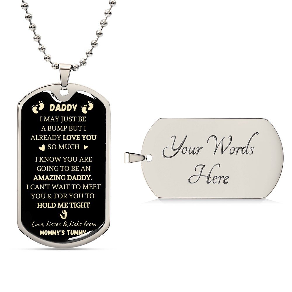 Bump Message Dog Tag - The Best Gift Ever For Daddy-To-Be - Army Tag Necklace, Dog Tag Necklace