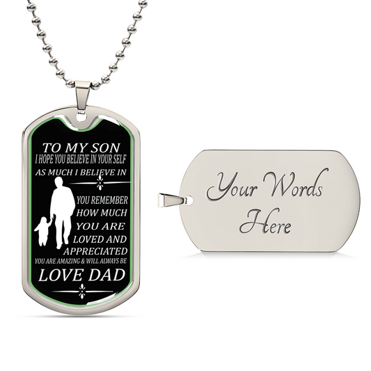 To My Son Pendant With Military Ball Chain Love For Dad - Army Tag Necklace, Dog Tag Necklace