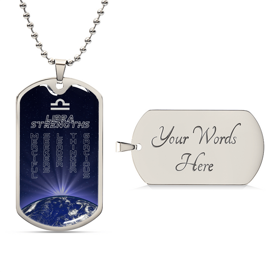 Libra Ball Chain Dog Tag Necklace - Army Tag Necklace, Dog Tag Necklace