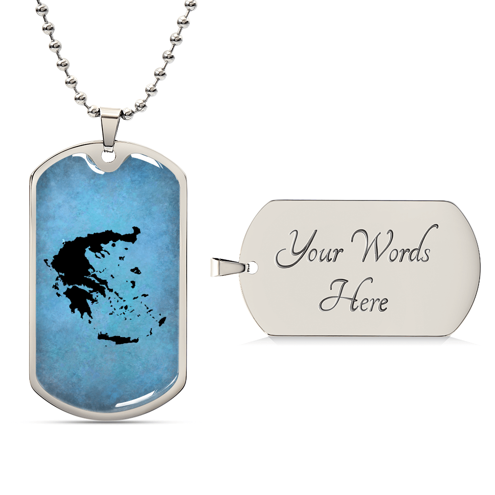 Greece Dog Tag Necklace - Army Tag Necklace, Dog Tag Necklace