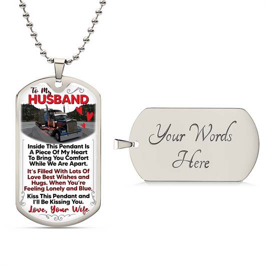To My Husband, Trucker Gift - Gift For Him, Gift For Husband Trucker, Gift From Truckers Wife, Birthday Gift Trucker, Best Trucker - Army Tag Necklace, Dog Tag Necklace