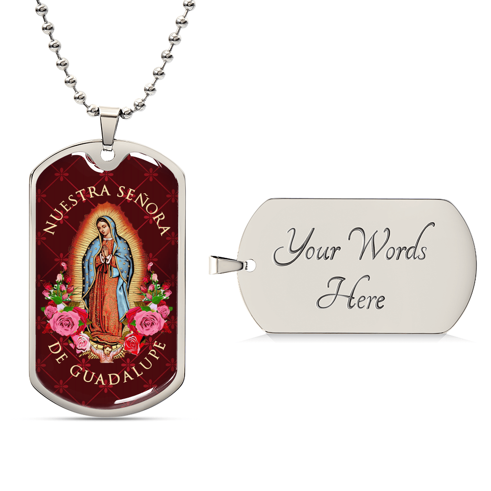 Nuestra Señora De Guadalupe Luxury Dog Tag Necklace - Army Tag Necklace, Dog Tag Necklace