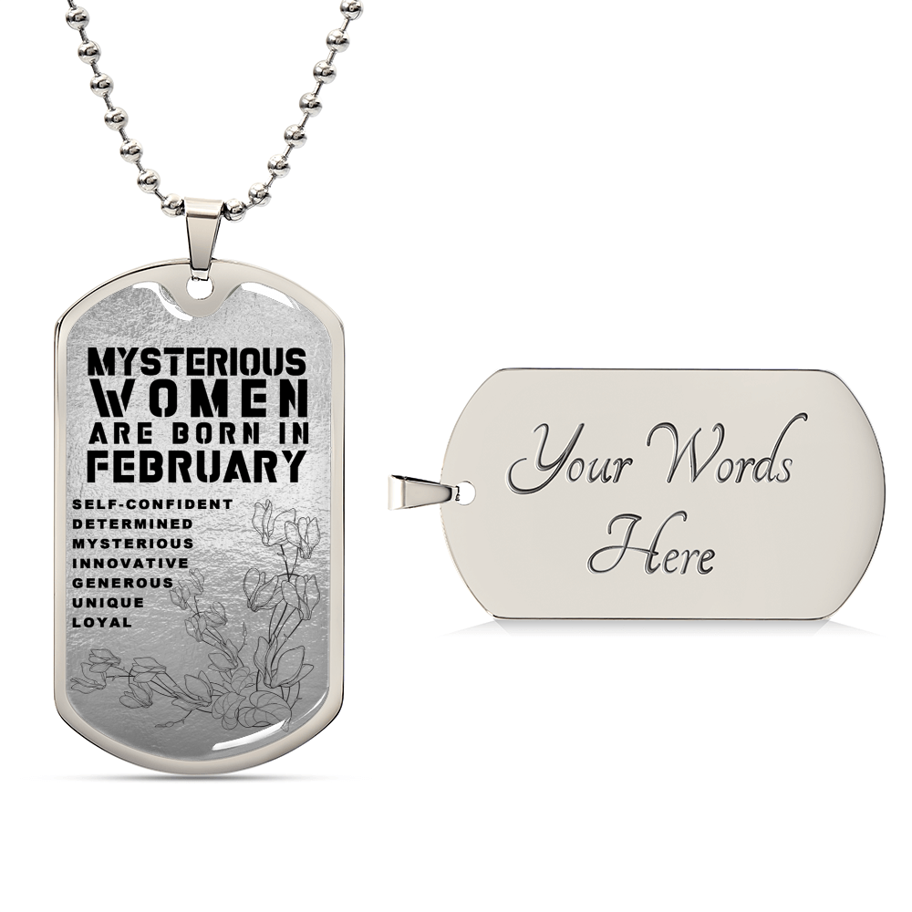 Mysterious Women Are Born In February Luxury Necklace With Dog Tag Silver - Army Tag Necklace, Dog Tag Necklace