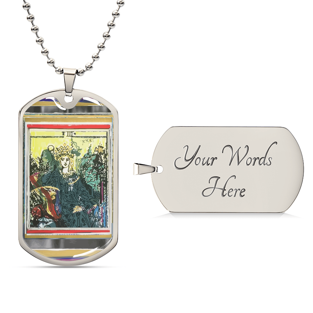 Tarot Card Empress Pendant Necklace _Gift For Tarot Lovers - Army Tag Necklace, Dog Tag Necklace