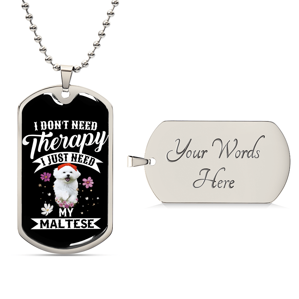 I Love Maltese - Army Tag Necklace, Dog Tag Necklace