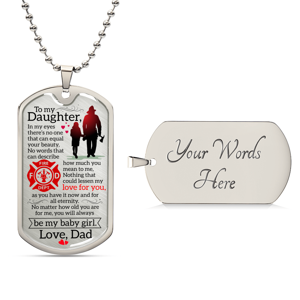 Firefighter's Daughter - Premium Dog Tag - Army Tag Necklace, Dog Tag Necklace