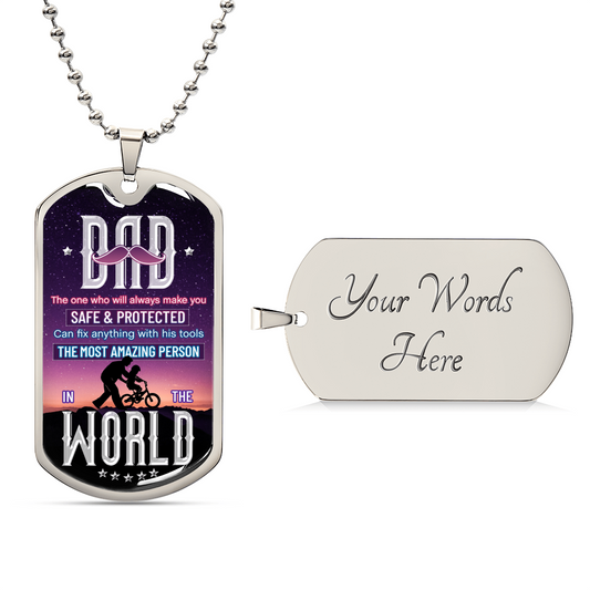 Dad Chain, Gift For Dad, Love Daddy Dog Tag Necklace, Handstamped Fathers Day Gift From Son - Army Tag Necklace, Dog Tag Necklace