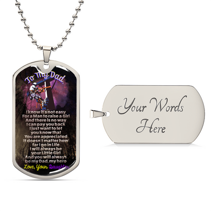 Lineman Dad - Premium Dog Tag From Daughter - Army Tag Necklace, Dog Tag Necklace
