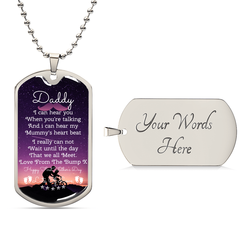 Daddy Happy First Father's Day New Dad - Army Tag Necklace, Dog Tag Necklace