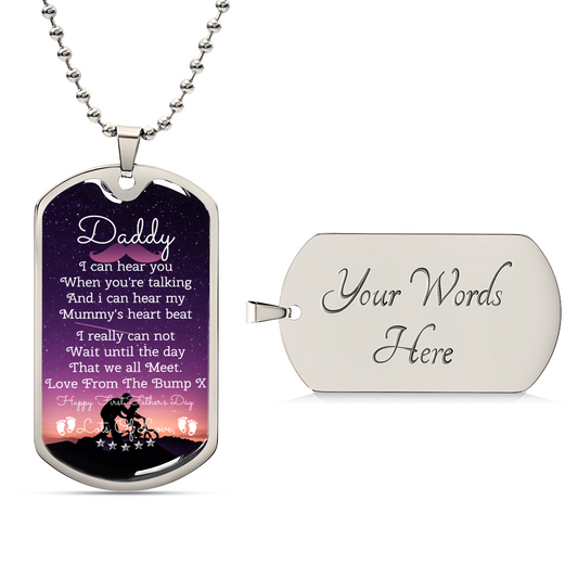 Daddy Happy First Father's Day New Dad - Army Tag Necklace, Dog Tag Necklace