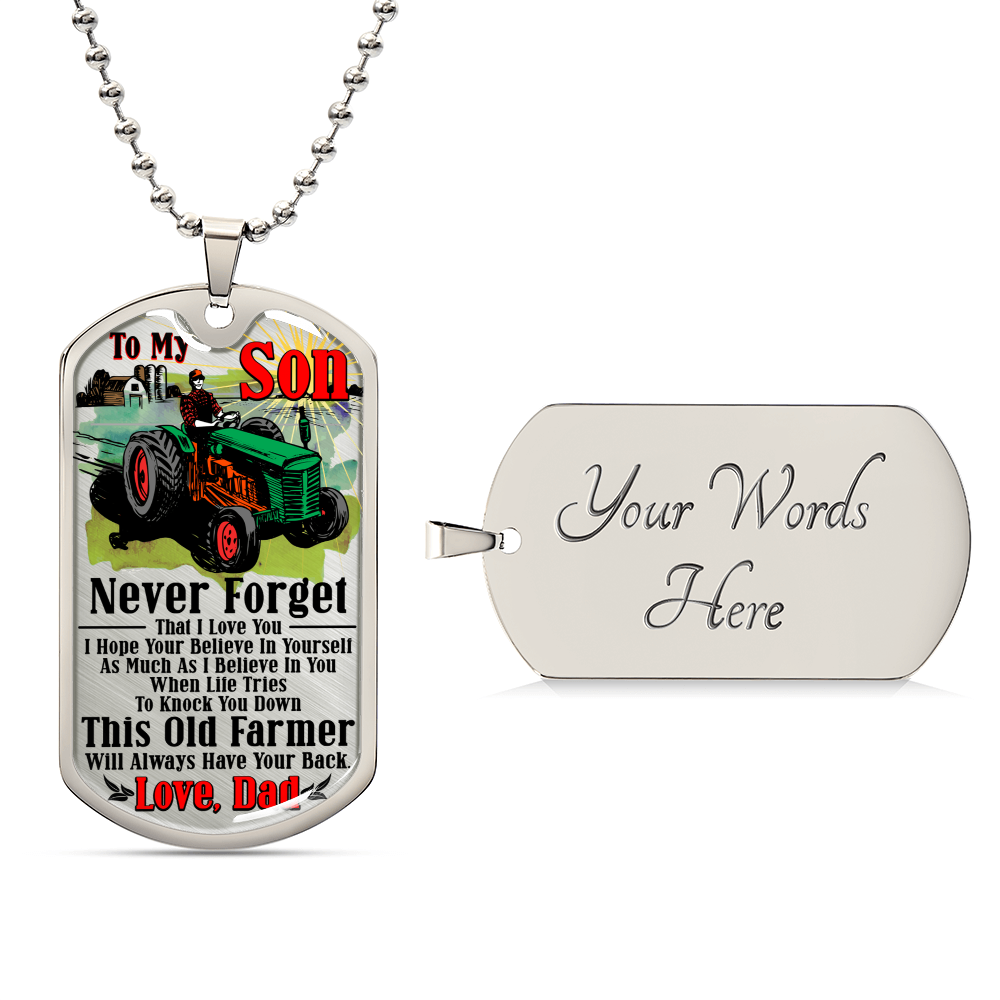 Farmer's Son - Premium Dog Tag - Army Tag Necklace, Dog Tag Necklace