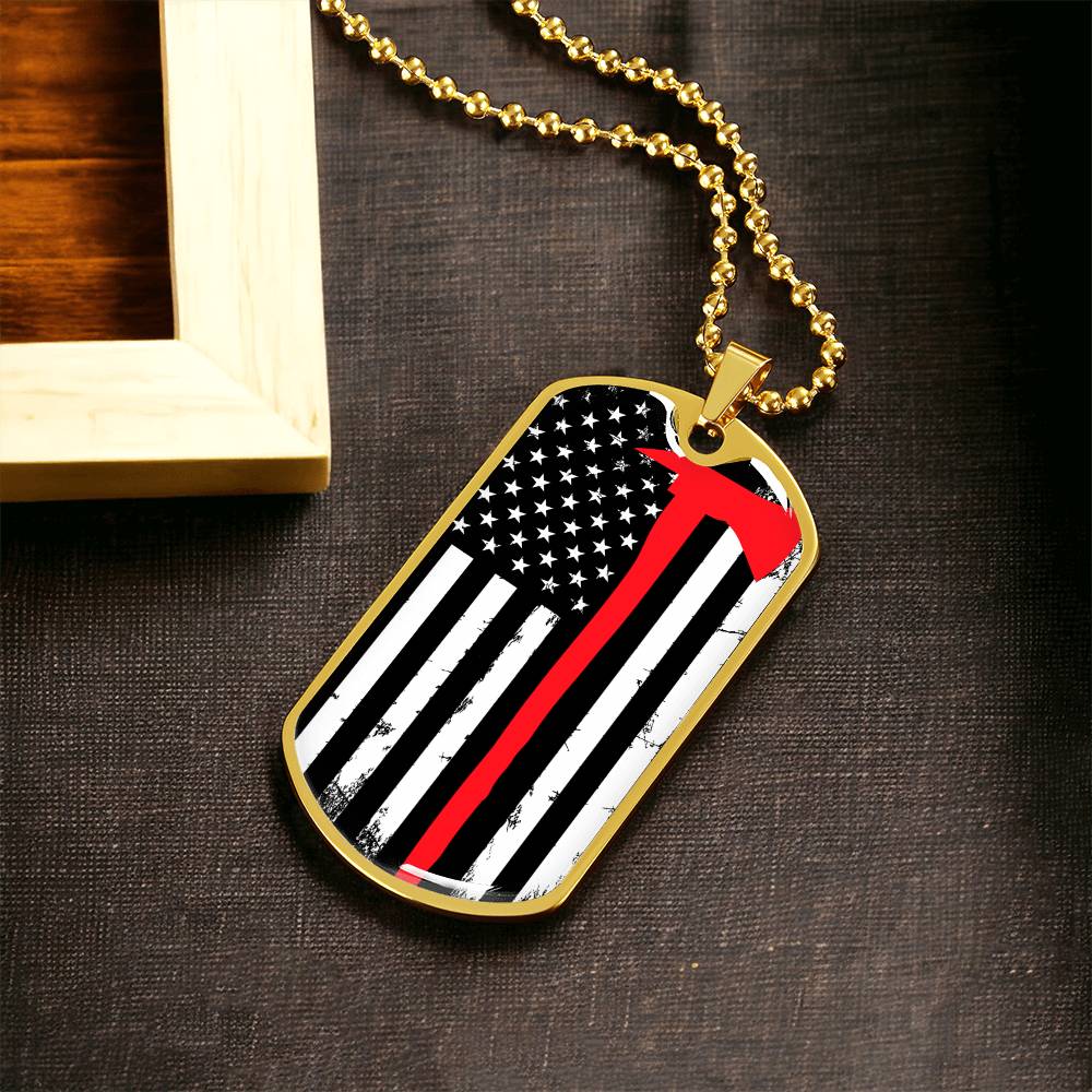 The Thin Red Line Firefighter Dog Tag Pendant Necklace Gifts Engraved Fireman's Dog Tag Engraved Firefighter Dog Tag - Army Tag Necklace, Dog Tag Necklace