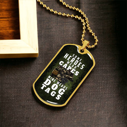 Police Wife Necklace - Some Heroes Wear Capes Mine Wears Dog Tag - Police Officer Girlfriend, Police Mom, Sheriff, Trooper - Army Tag Necklace, Dog Tag Necklace