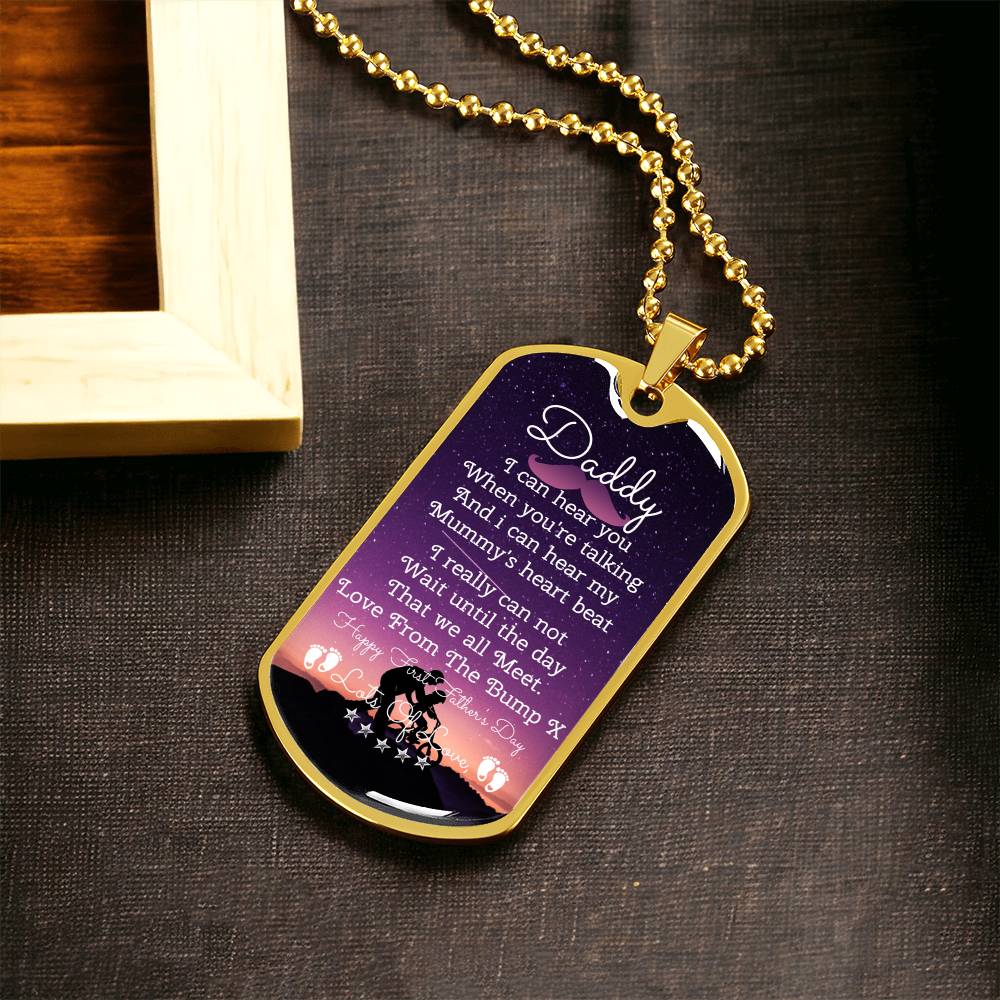 Daddy Happy First Father's Day New Dad - Army Tag Necklace, Dog Tag Necklace