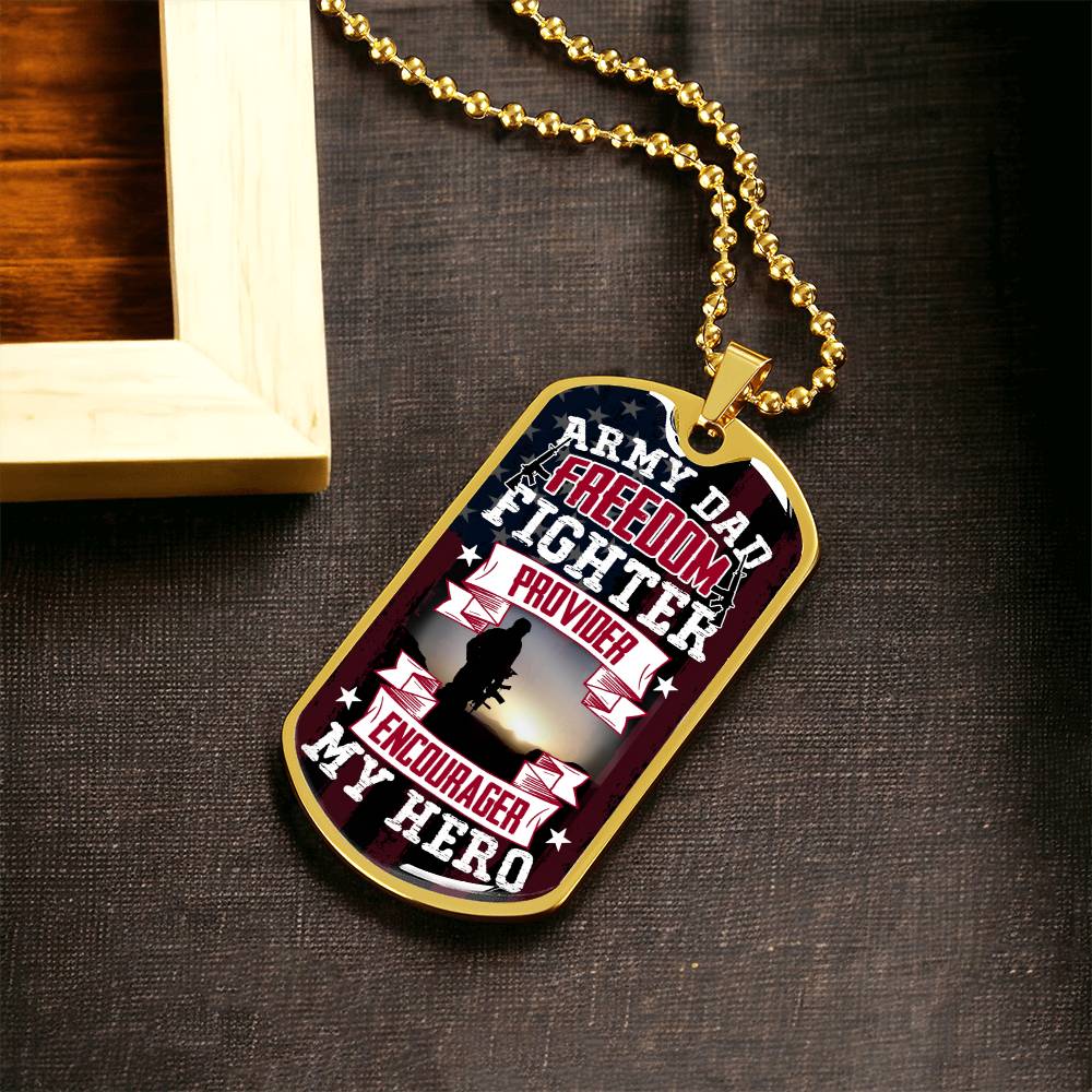 Collection Dad - Army Freedom - Dog Tag Necklace - Army Tag Necklace, Dog Tag Necklace