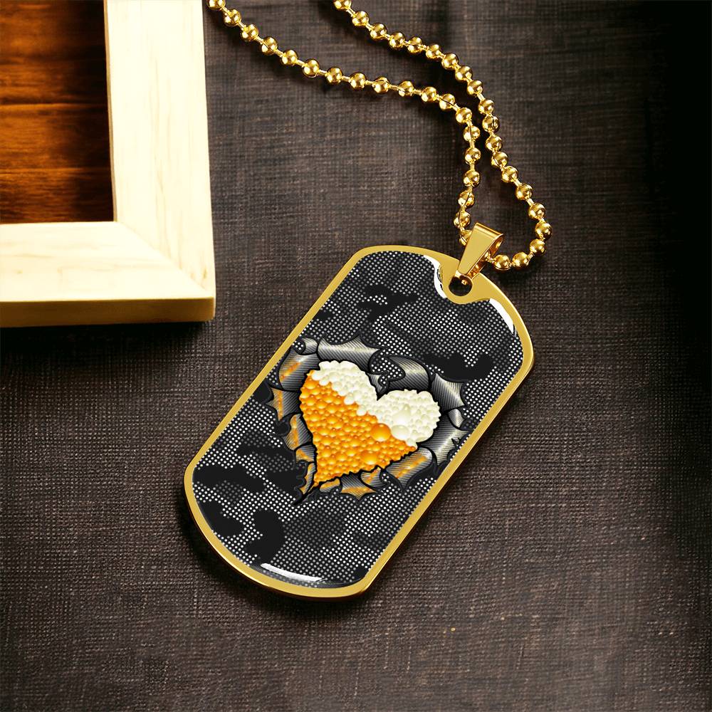 Beer Inside Beer Lover Dog-Tag Necklace - Army Tag Necklace, Dog Tag Necklace