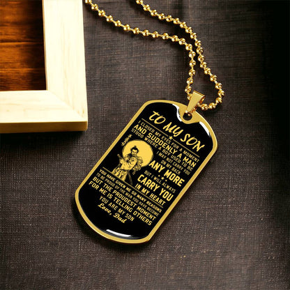 Samurai Dog Tag Dad To Son - Army Tag Necklace, Dog Tag Necklace