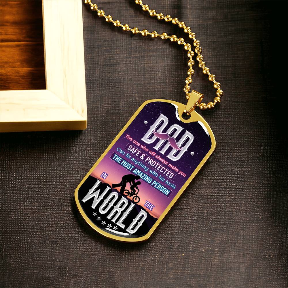 Dad Chain, Gift For Dad, Love Daddy Dog Tag Necklace, Handstamped Fathers Day Gift From Son - Army Tag Necklace, Dog Tag Necklace