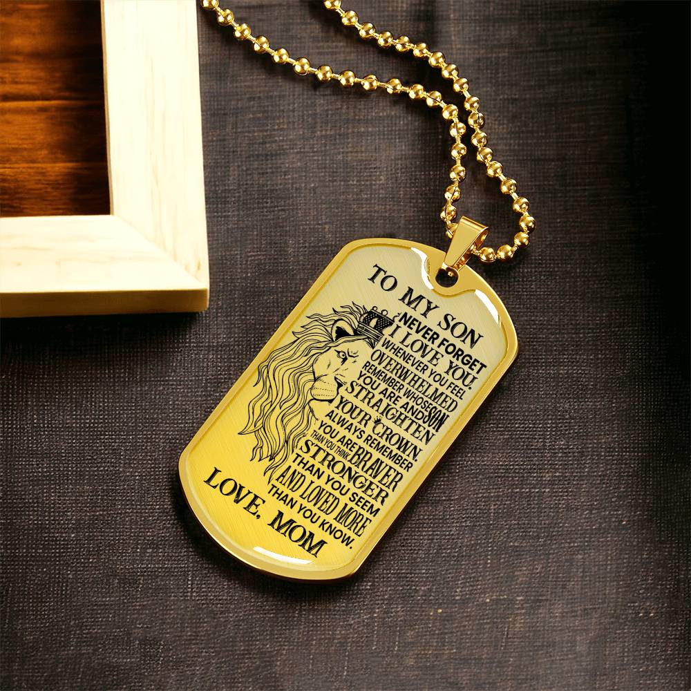 To My Son - Never Forget - Dog Tag Chain - Army Tag Necklace, Dog Tag Necklace