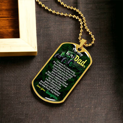 Farmer Dad - Premium Dog Tag From Daughter - Army Tag Necklace, Dog Tag Necklace