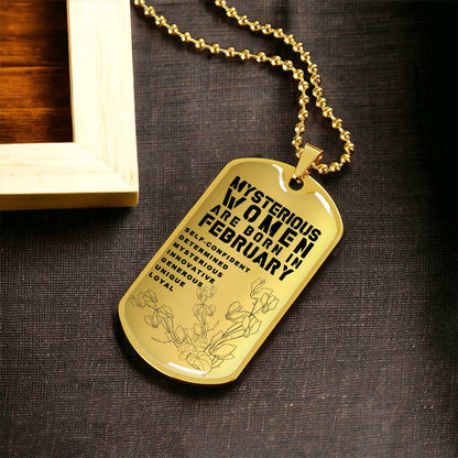 Mysterious Women Are Born In February Luxury Necklace With Dog Tag Gold - Army Tag Necklace, Dog Tag Necklace