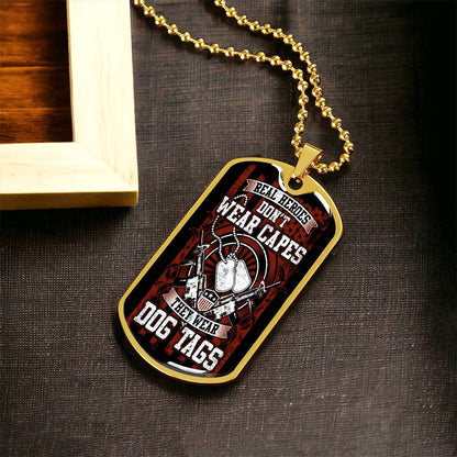Real Heroes Don't Wear Capes Fathers Day Friendship Day Gift Veteran Independence Day Memorial Day Dad Brother Gift Ideas - Army Tag Necklace, Dog Tag Necklace