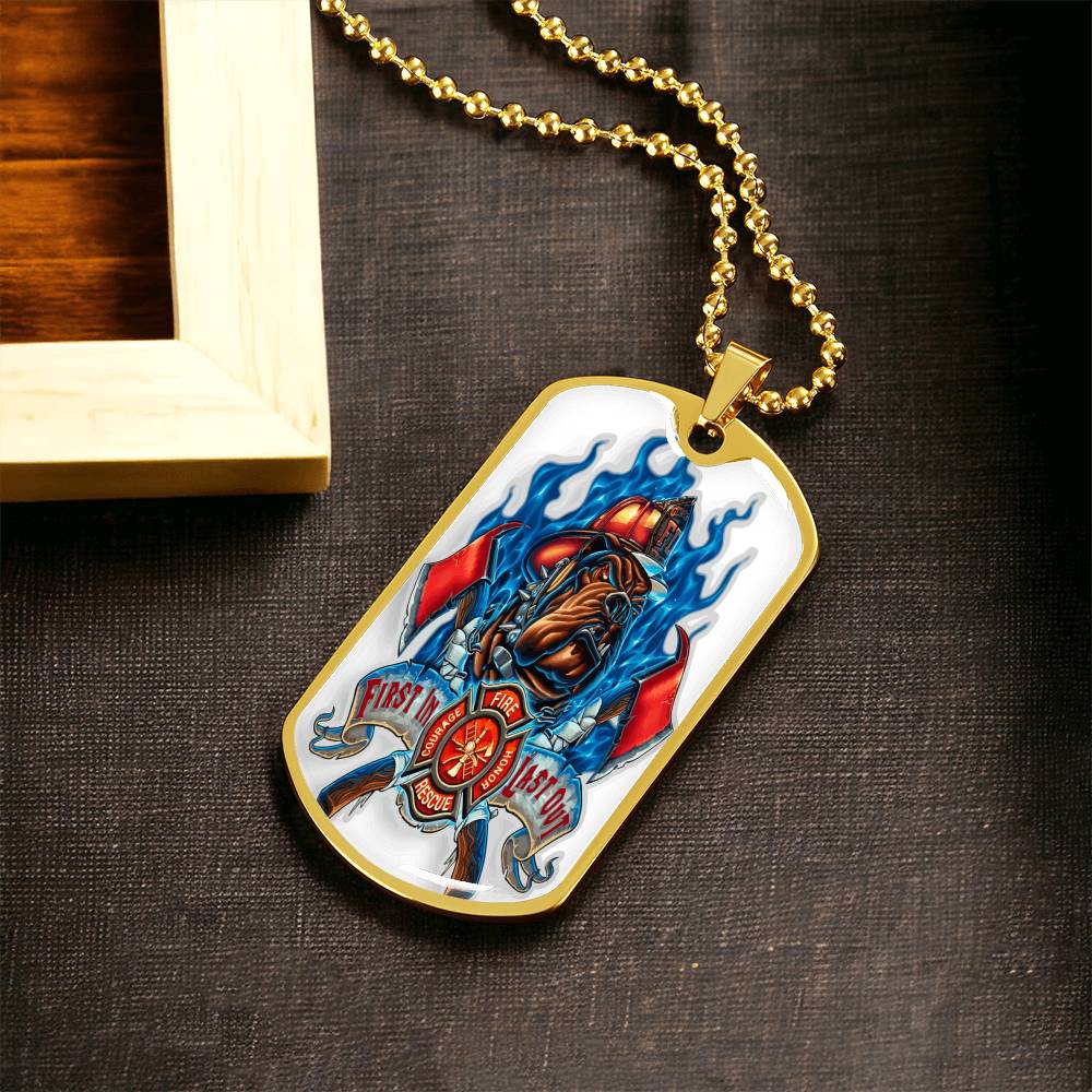 Best Gift For Firefighter Who Is A Pitbull Dog Lover - Army Tag Necklace, Dog Tag Necklace
