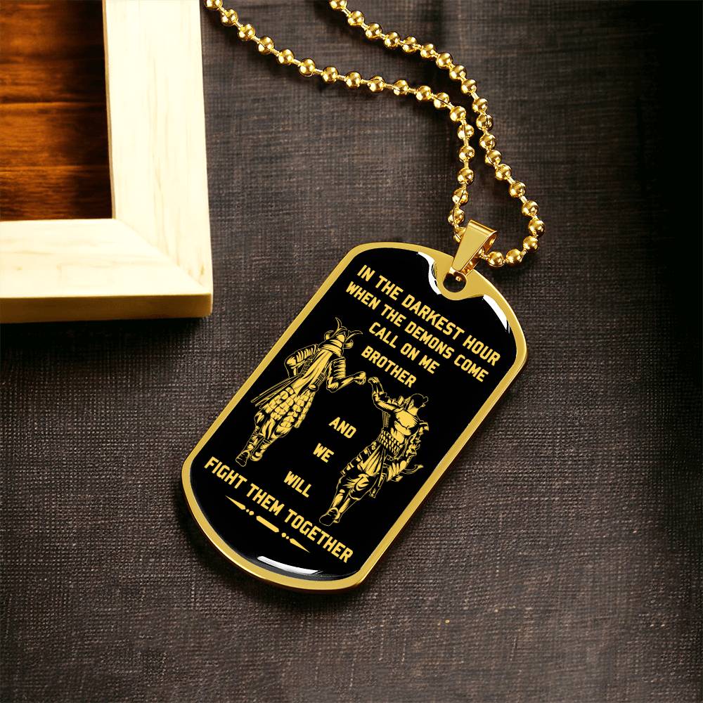 Samurai Dog Tag Call Con Me Brother - Army Tag Necklace, Dog Tag Necklace