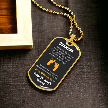 Grandpa I Can Hear You Say You Love Me - Yellow Version - Army Tag Necklace, Dog Tag Necklace