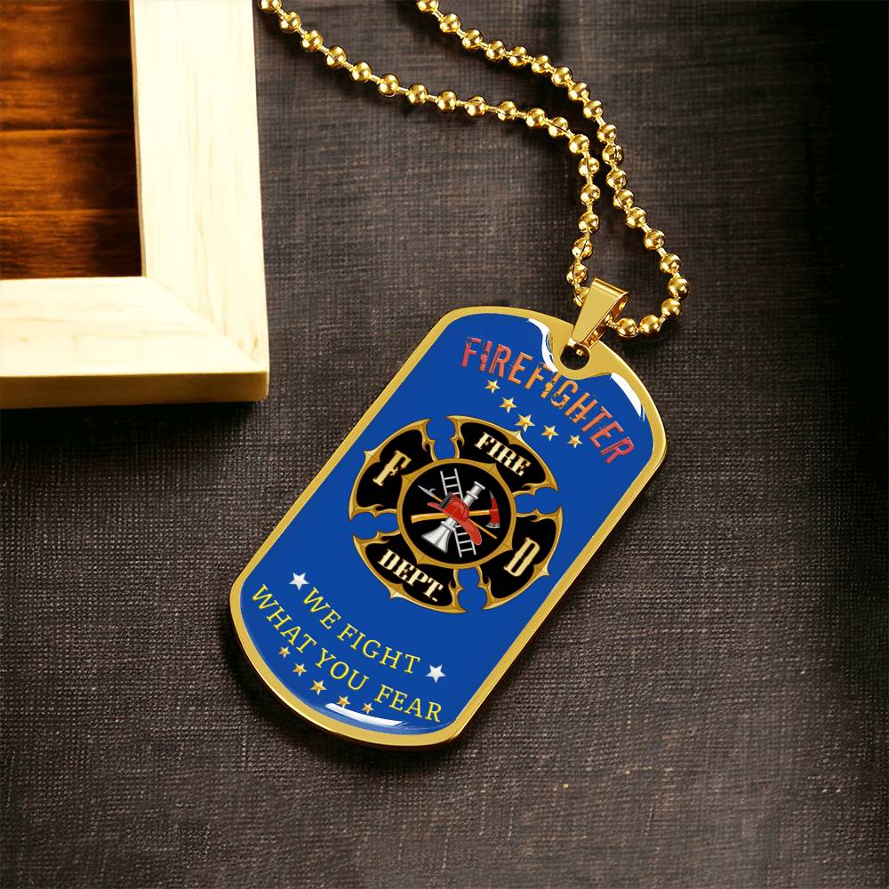 Firefighter Dog Tag - Army Tag Necklace, Dog Tag Necklace