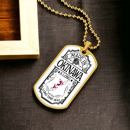 Okinawa Necklace, Japan Necklace, Personalized Map Necklace - Army Tag Necklace, Dog Tag Necklace