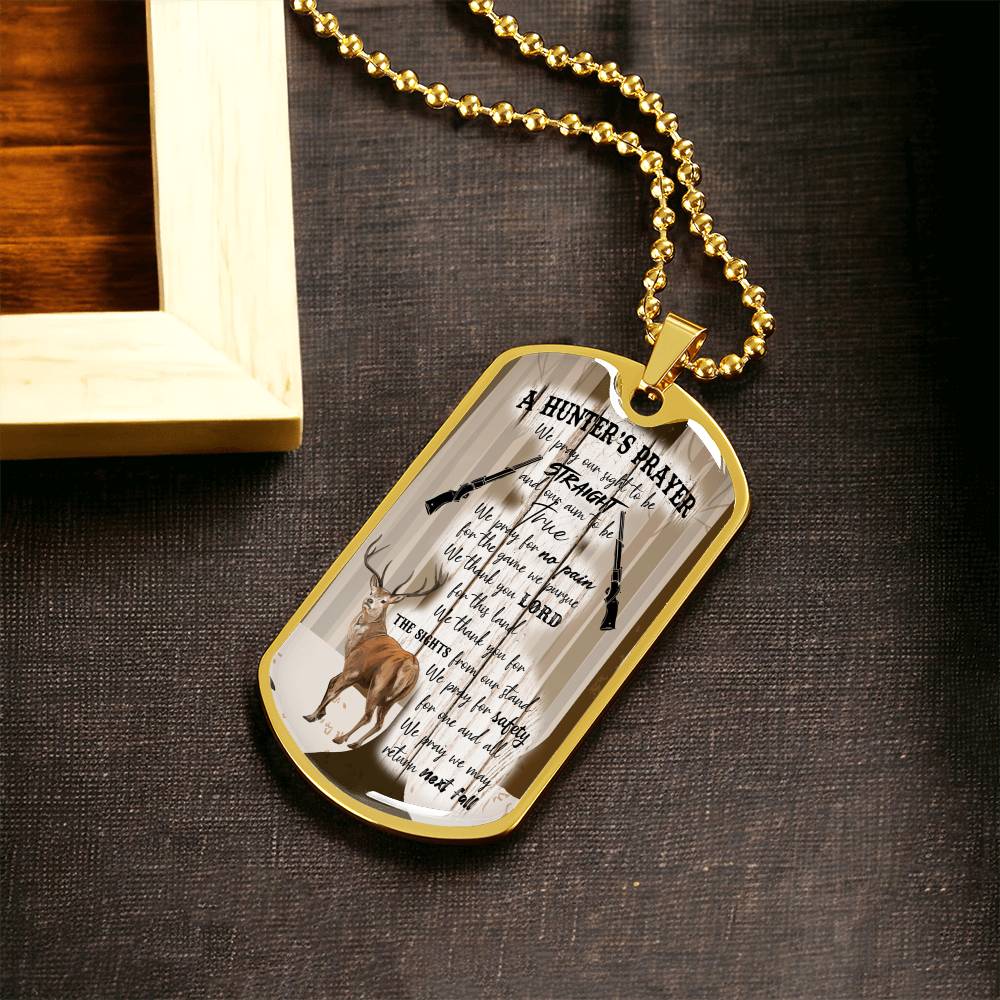 A Hunter's Prayer Dog Tag Pendant - Army Tag Necklace, Dog Tag Necklace