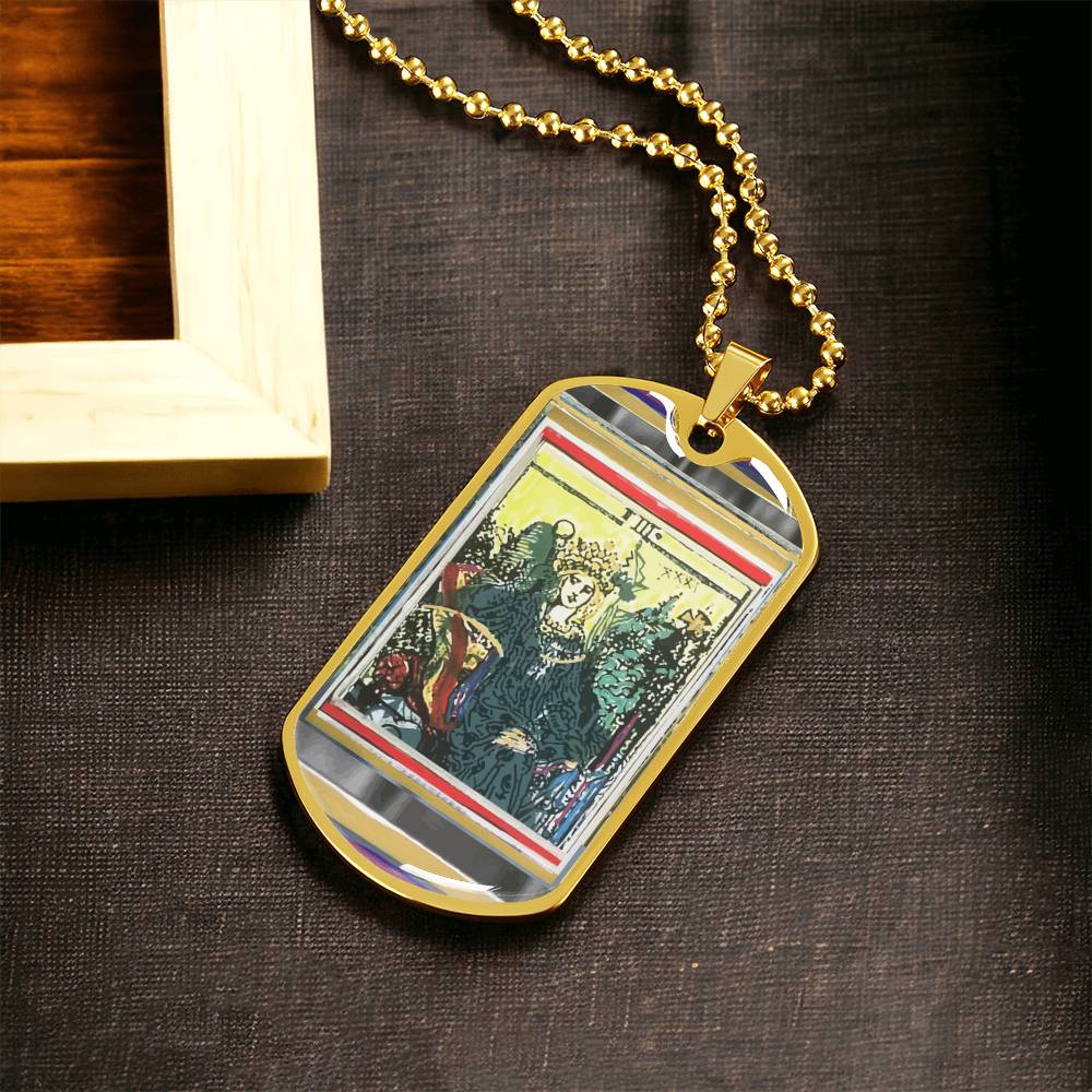 Tarot Card Empress Pendant Necklace _Gift For Tarot Lovers - Army Tag Necklace, Dog Tag Necklace